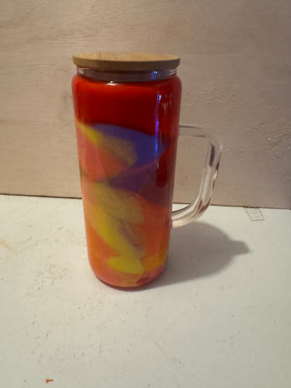 Premade Painted 20oz glass w/handle