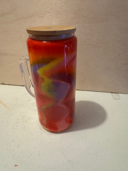 Premade Painted 20oz glass w/handle