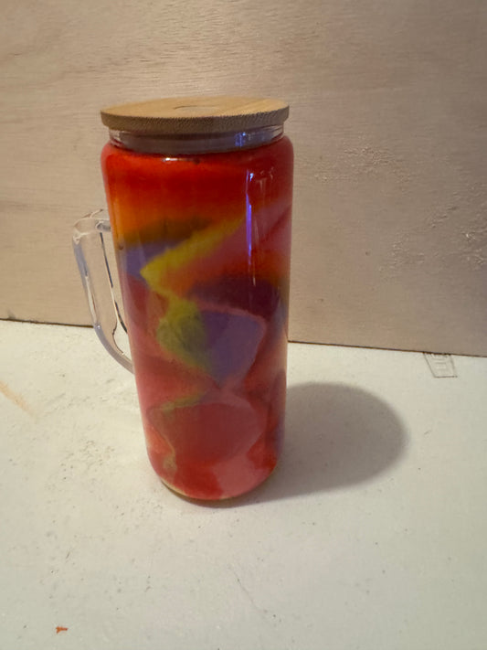 Premade Painted 20oz glass w/handle