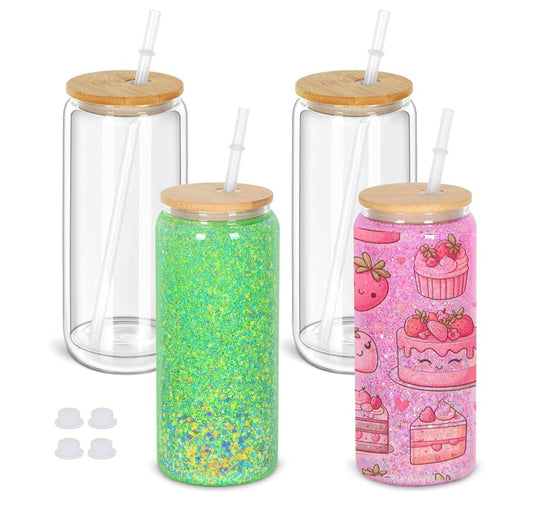 20oz Glass Snow Globe Tumblers