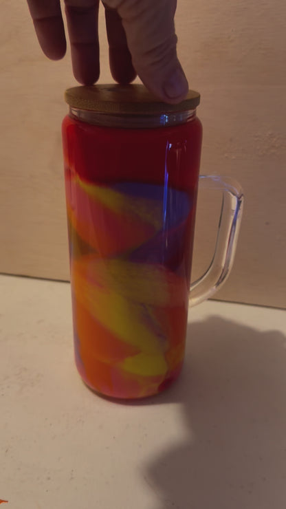 Premade Painted 20oz glass w/handle